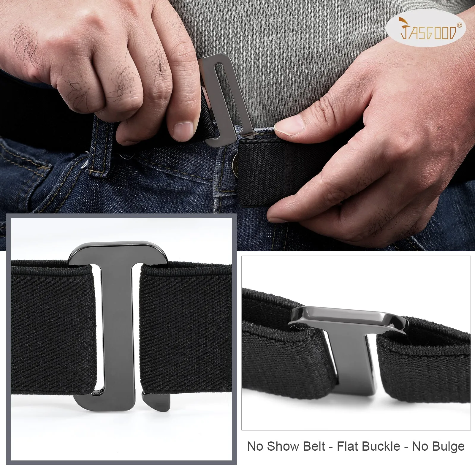 Flat Buckle Invisible Elastic Stretch Belt for Men Great Gift for Father