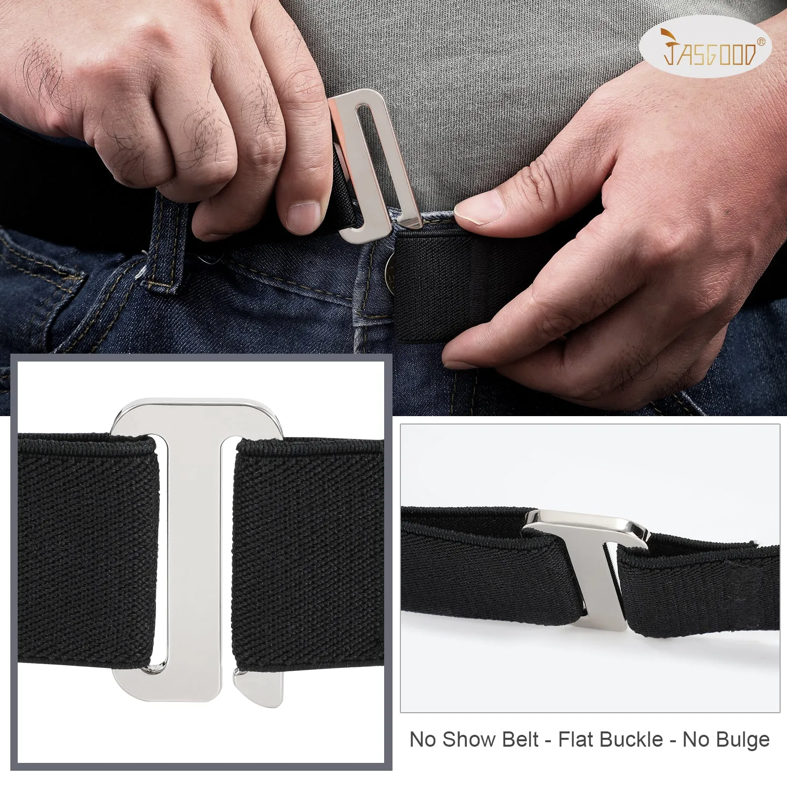Flat Buckle Invisible Elastic Stretch Belt for Men Great Gift for Father