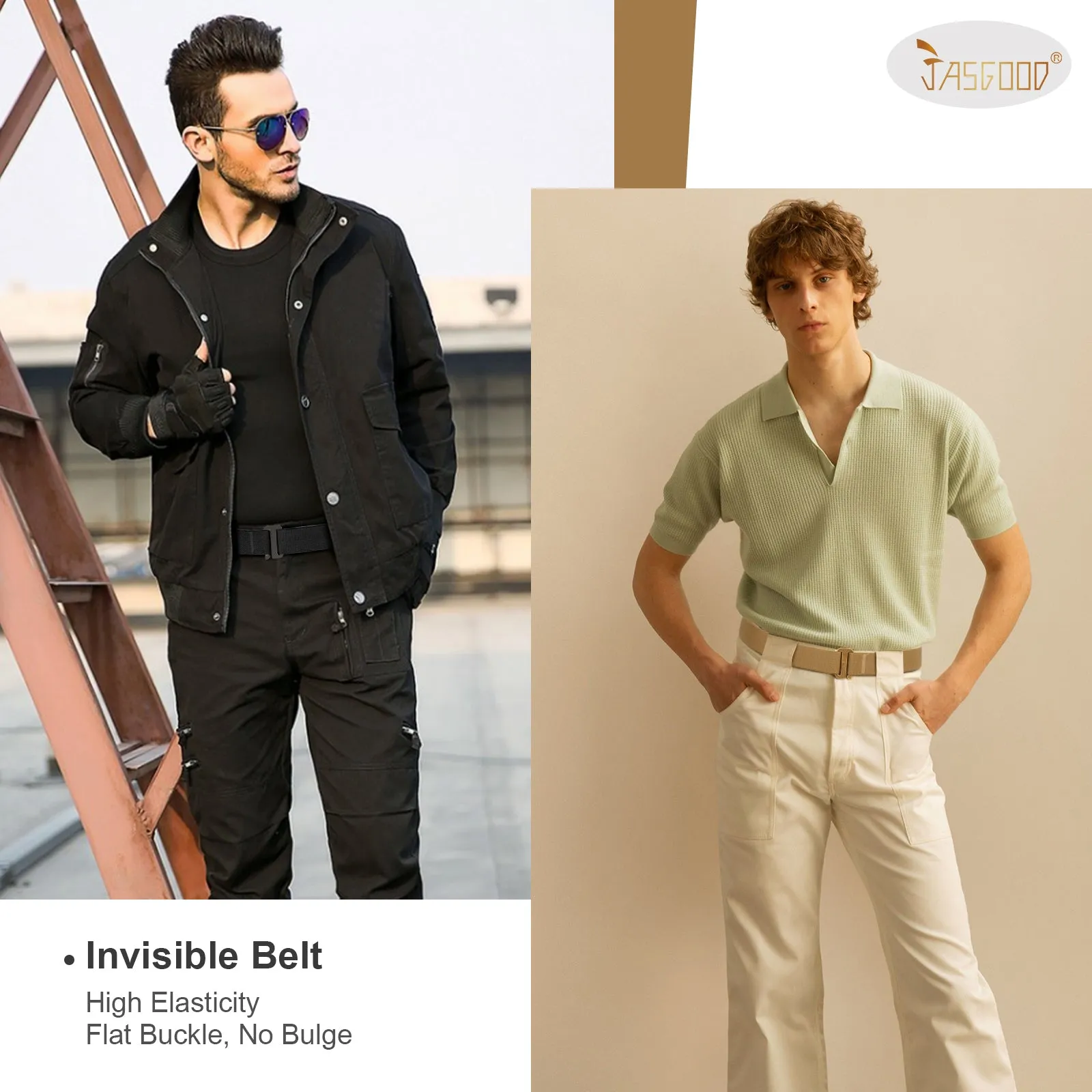 Flat Buckle Invisible Elastic Stretch Belt for Men Great Gift for Father