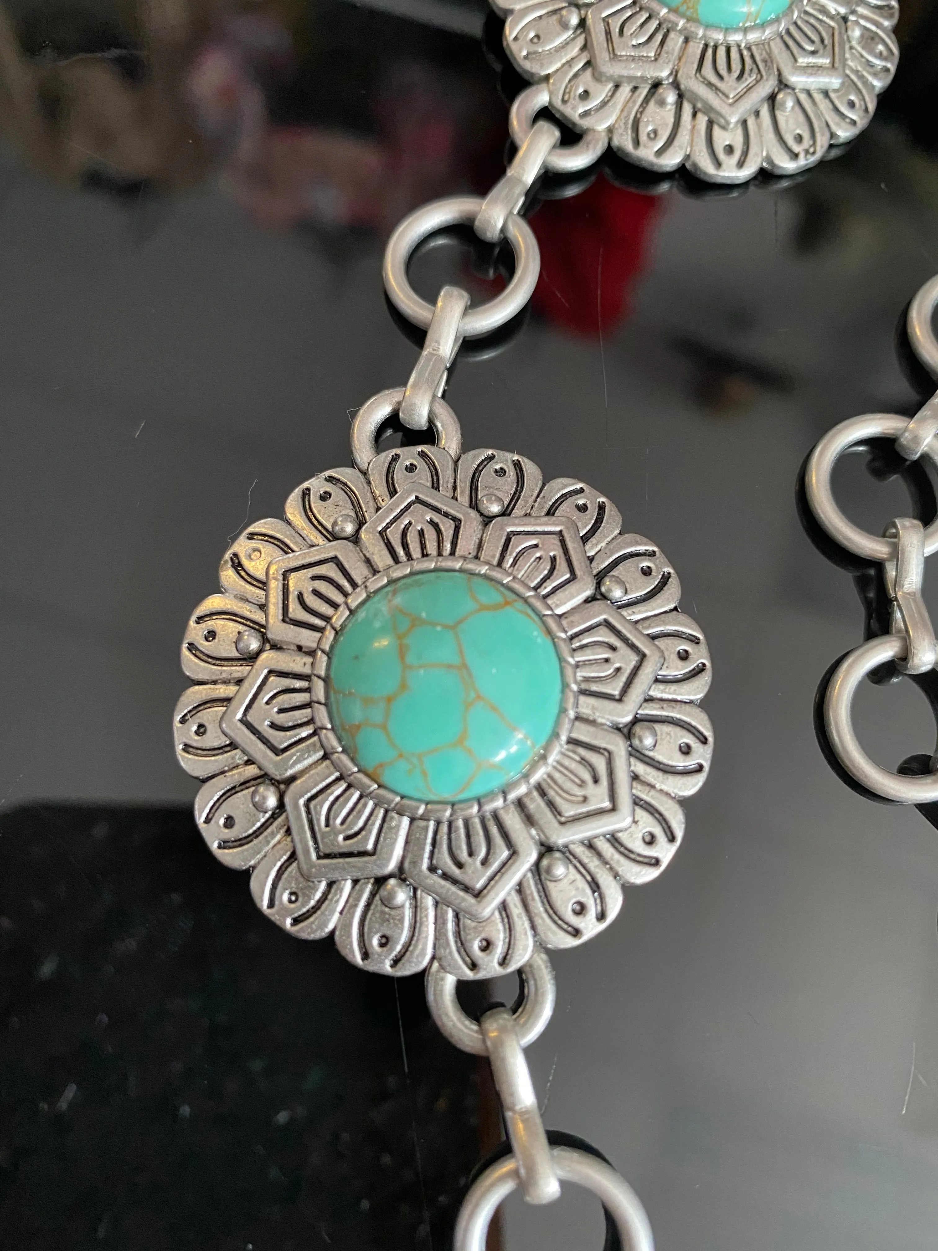Flor Aqua Concho Belt