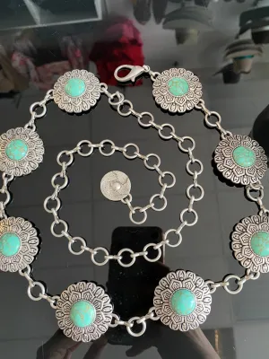 Flor Aqua Concho Belt