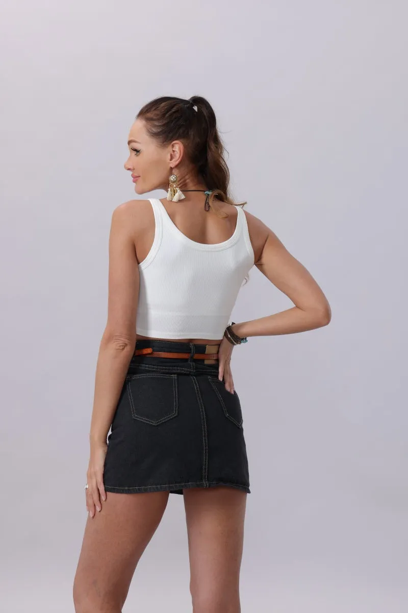 Floral Embossed Skinny Leather Belt