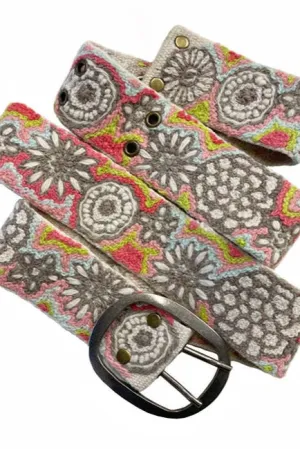 Flower Power Embroidered Wool Belt
