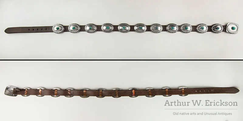 Frank Patania Sterling Silver Concho Belt with Turquoise