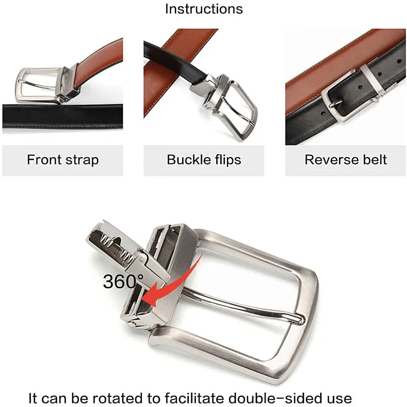 Funki Buys | Belts | Men's Luxury Leather Belt Reversible Buckle
