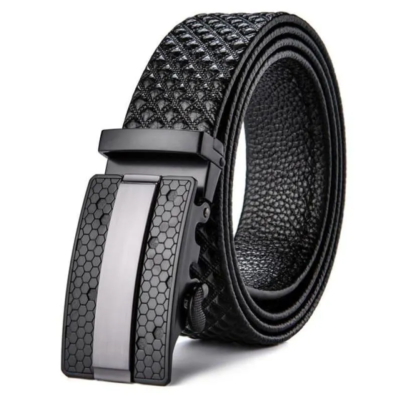 Genuine Leather Belt Cowboy Mens Luxury Plaid Casual Strap Belts