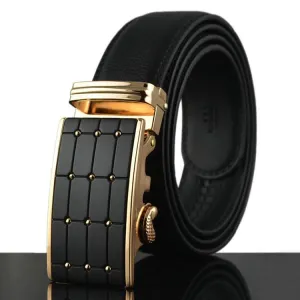 Genuine Leather Belt Gold and Black Style 3