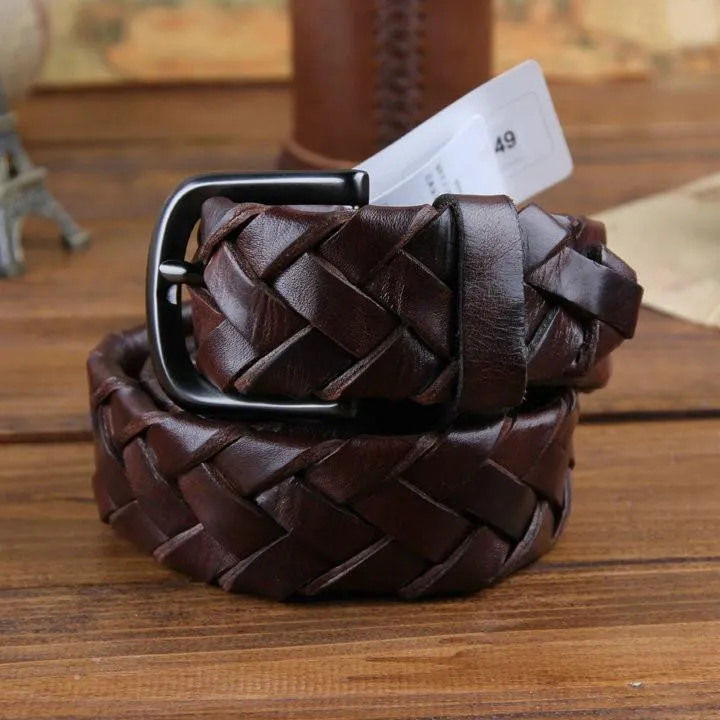 Genuine Leather Fashion Weaved Belt Classic Style