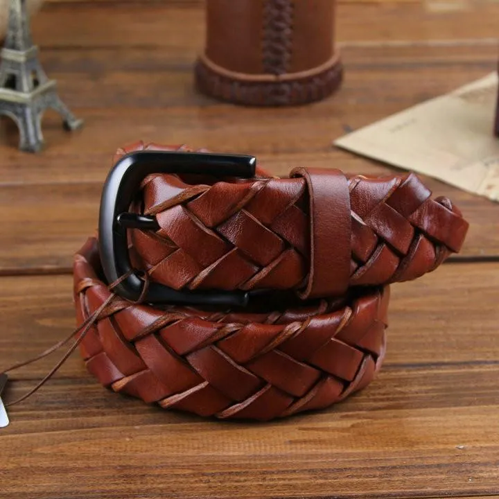 Genuine Leather Fashion Weaved Belt Classic Style