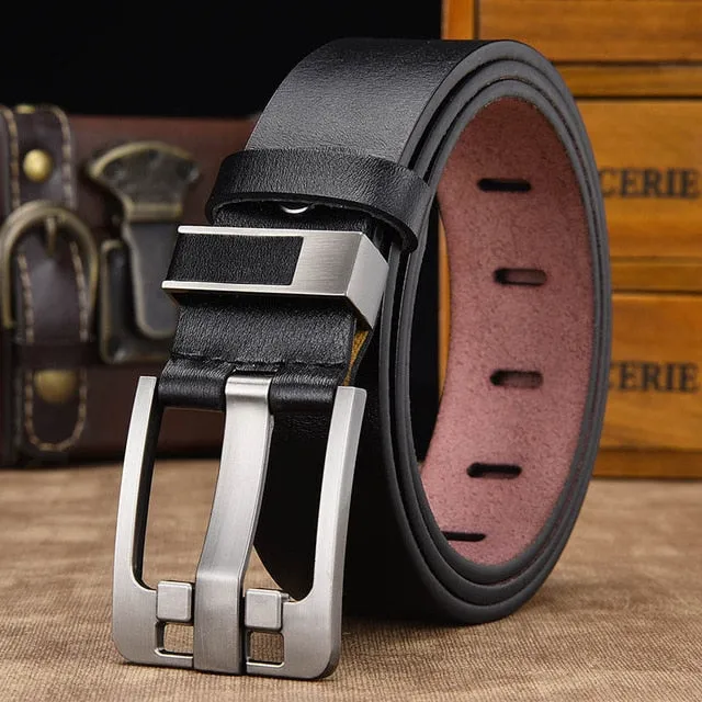 Genuine leather strap luxury pin buckle casual men belt