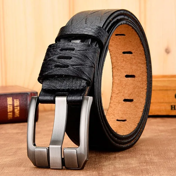 Genuine leather strap luxury pin buckle casual men belt