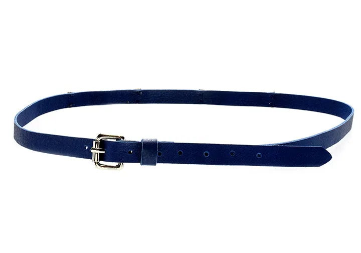 Genuine Navy Leather half inch adjustable belt
