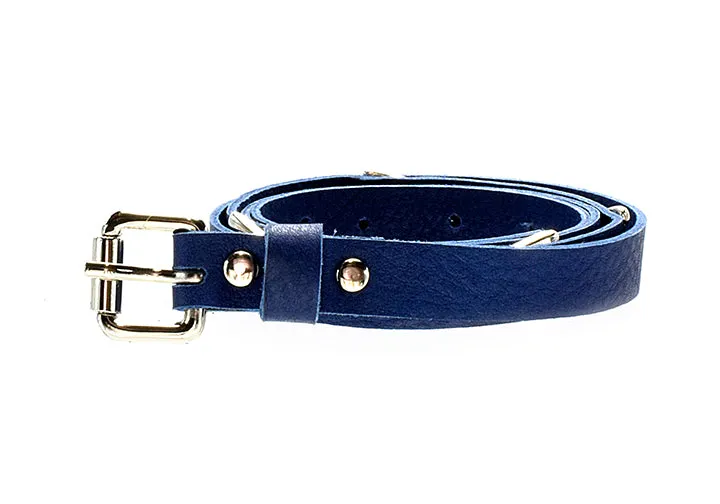 Genuine Navy Leather half inch adjustable belt