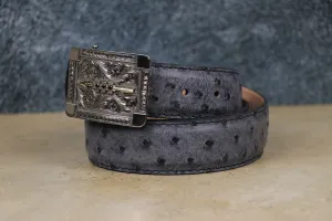 Genuine Ostrich Custom Belt in Denim Blue
