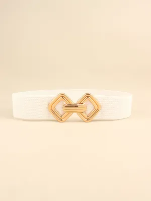 Geometric Buckle Elastic Wide Belt