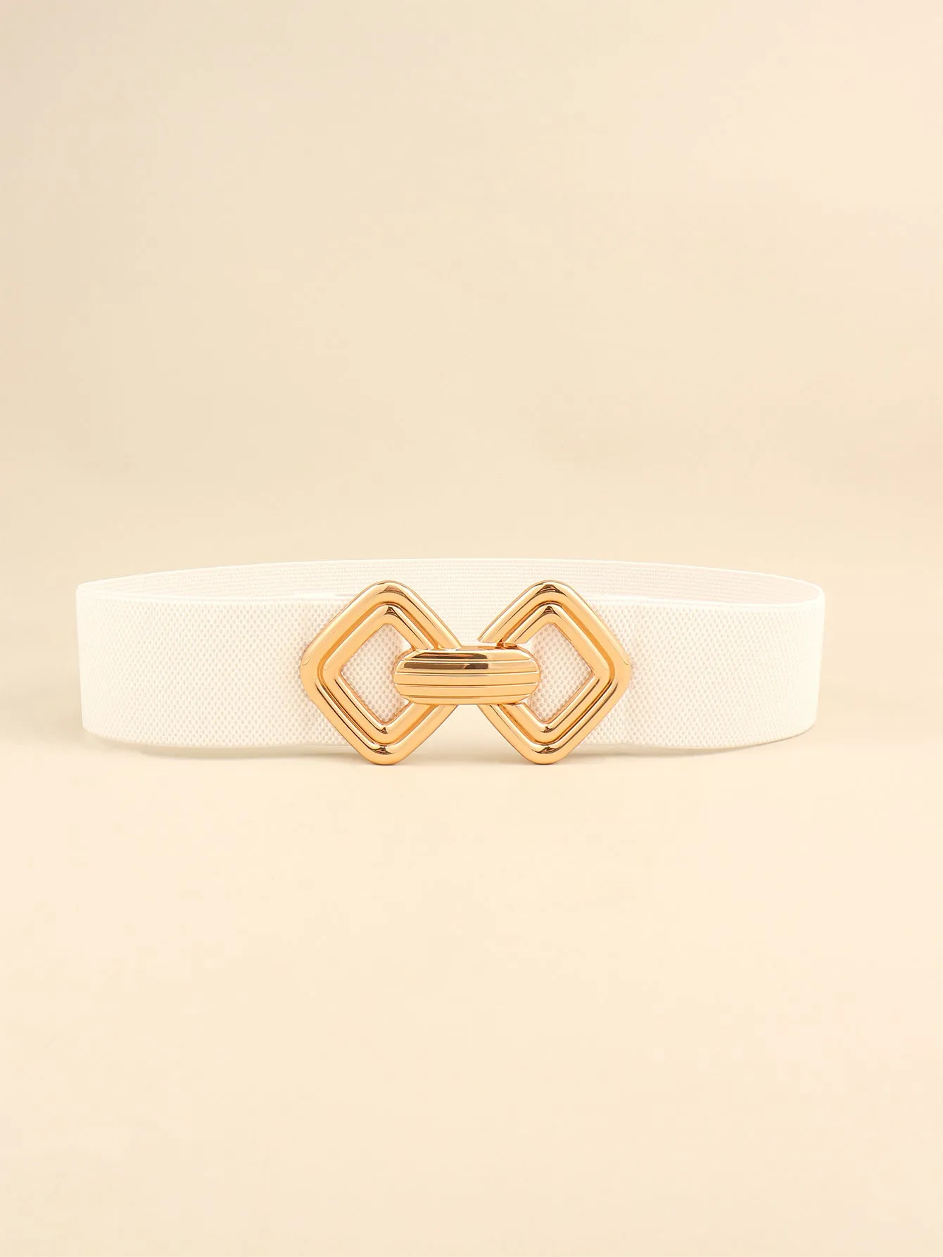 Geometric Buckle Elastic Wide Belt