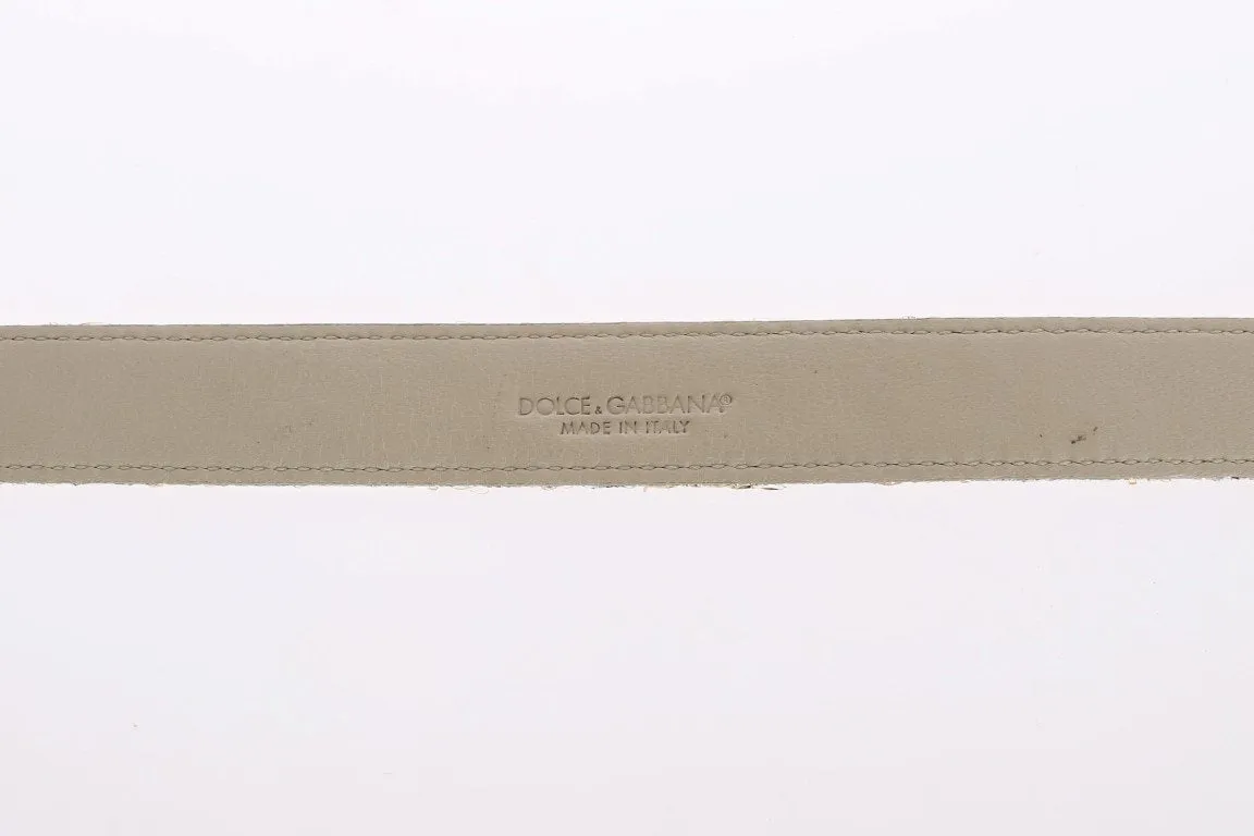 Gold Beige Brocade Cotton Leather Waist Belt