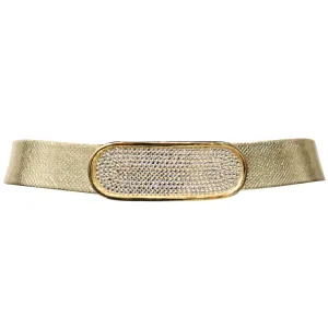 Gold Belt With Rhinestone Oval Clasp