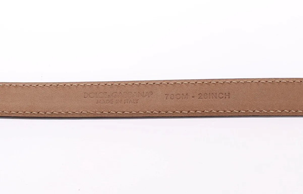 Gold Leather Gold Buckle Logo Waist Belt