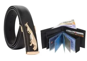 Gold plated  Jaguar Belt with Classic Wallet