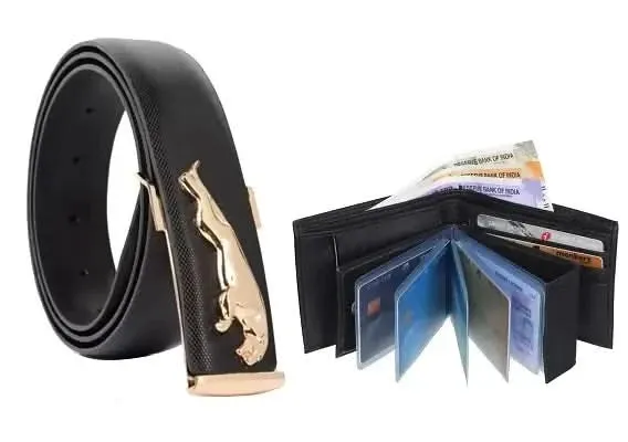Gold plated  Jaguar Belt with Classic Wallet