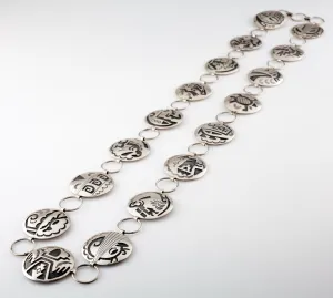 Gorgeous Hopi Sterling Silver Concho Belt Signed S. Tom, 268.8 gr. 43"