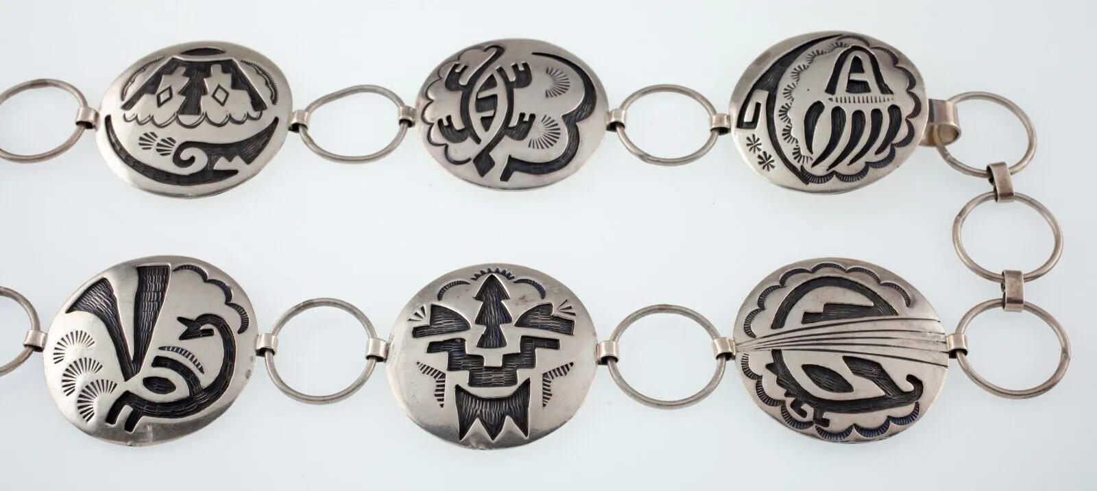 Gorgeous Hopi Sterling Silver Concho Belt Signed S. Tom, 268.8 gr. 43"