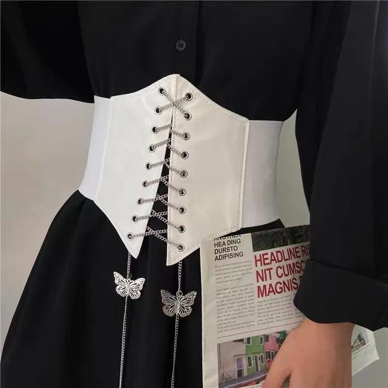Gothic Corset Belt: Wide and Slim Pu Leather Elastic Belt for Women's Elegant Fashion