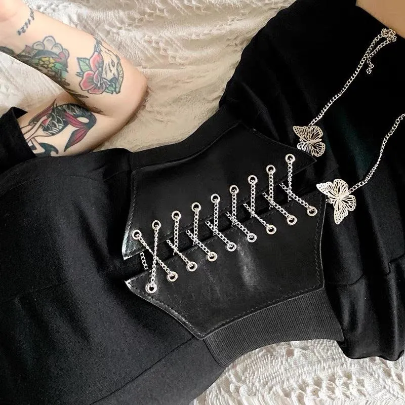 Gothic Corset Belt: Wide and Slim Pu Leather Elastic Belt for Women's Elegant Fashion