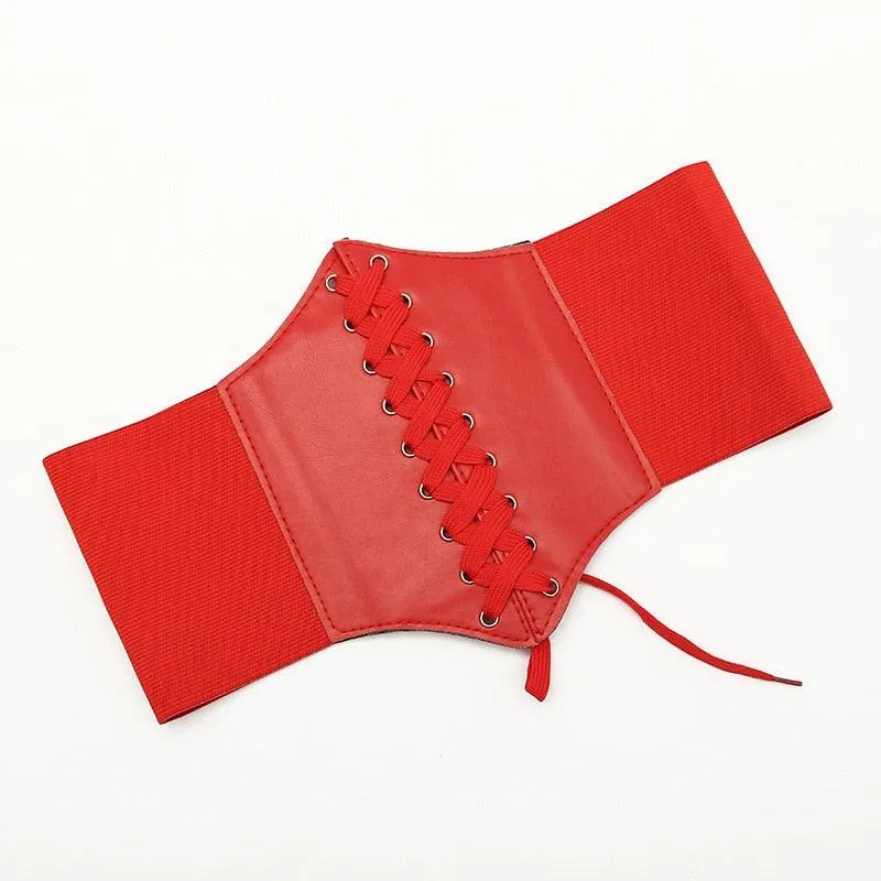 Gothic Corset Belt: Wide and Slim Pu Leather Elastic Belt for Women's Elegant Fashion