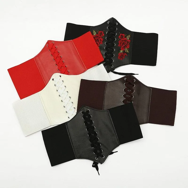 Gothic Corset Belt: Wide and Slim Pu Leather Elastic Belt for Women's Elegant Fashion