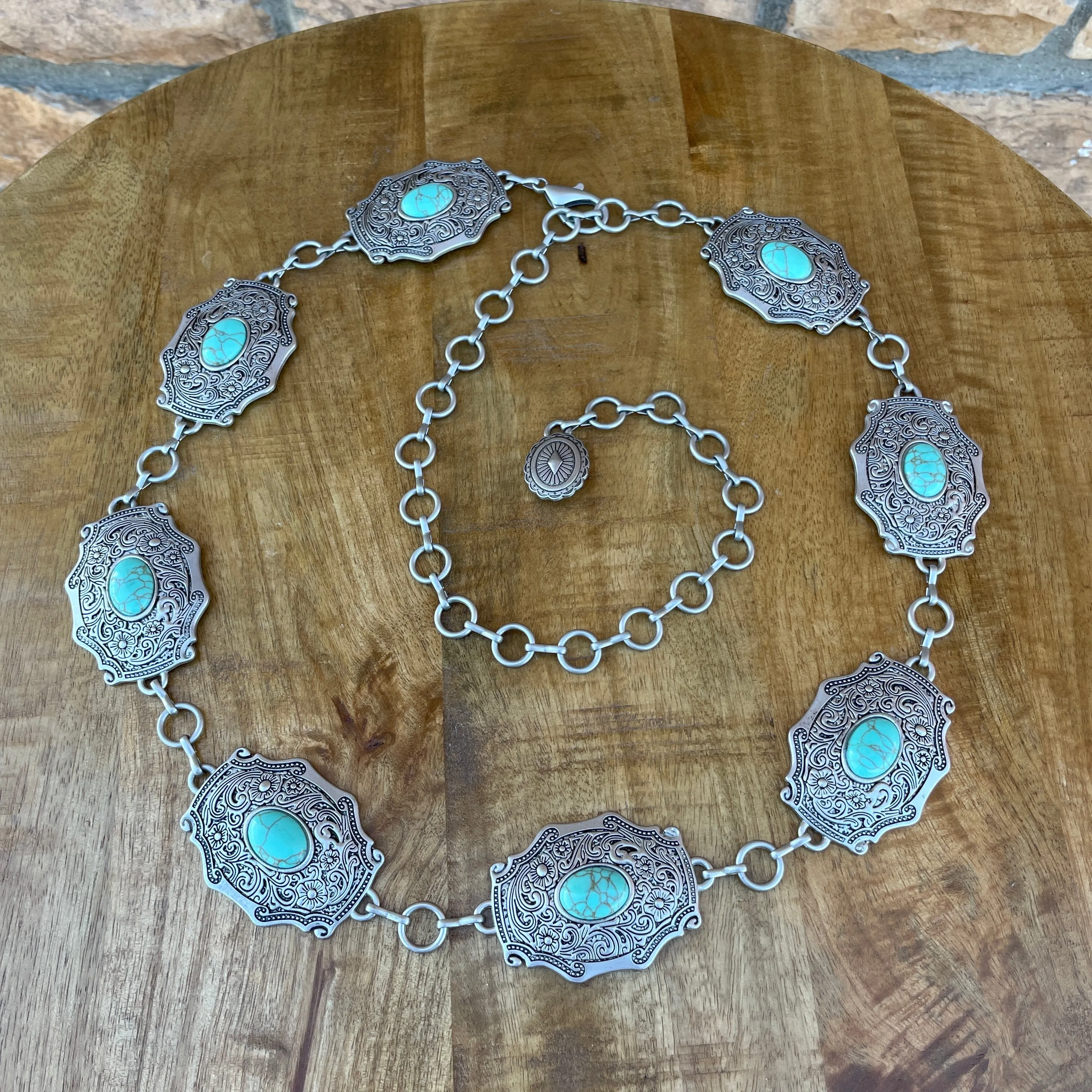 Graciela Silver Aqua Concho Belt