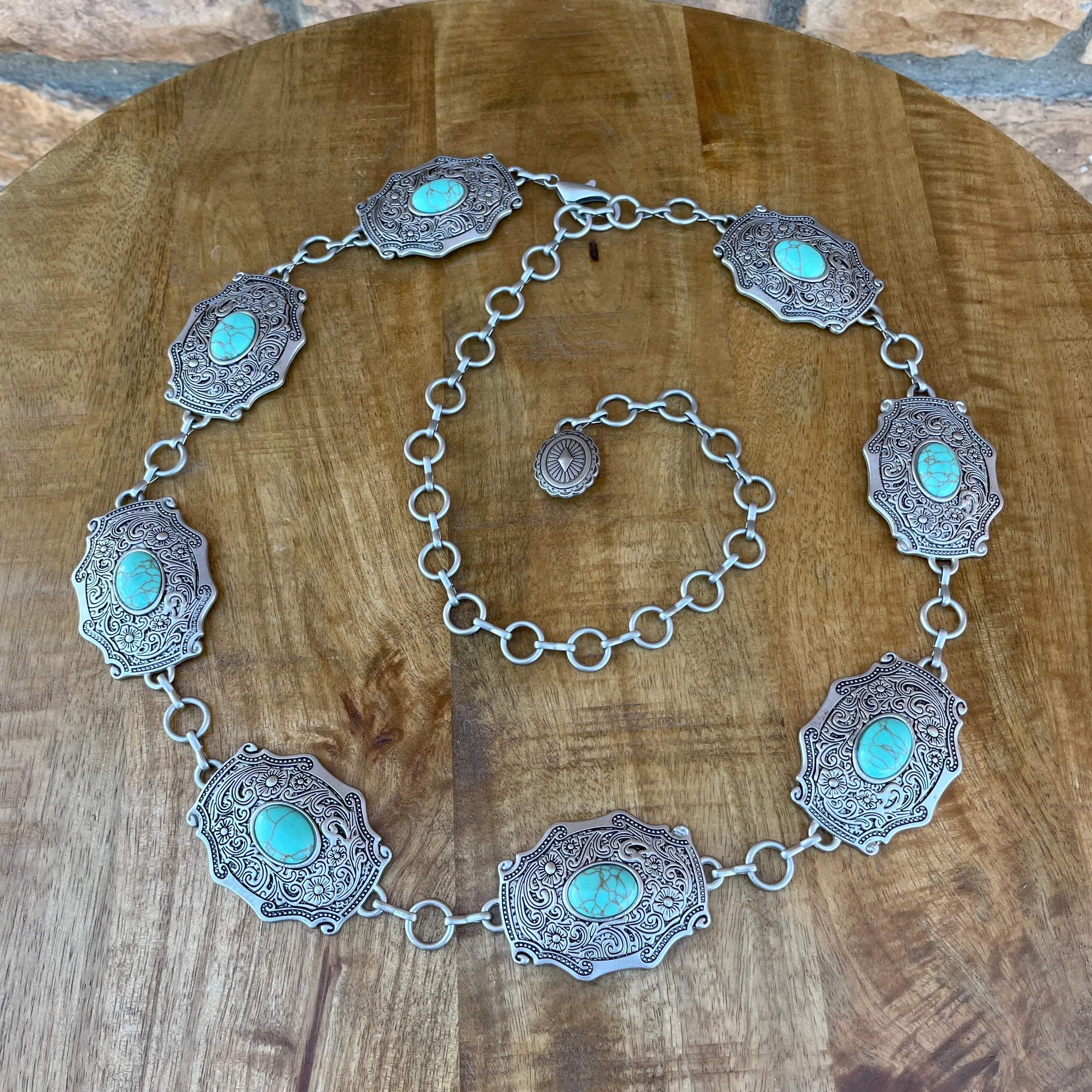Graciela Silver Aqua Concho Belt