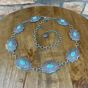 Graciela Silver Aqua Concho Belt