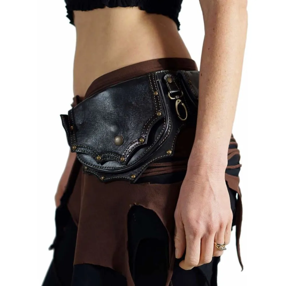 'Grande' Boho  Leather Utility Belt - Black