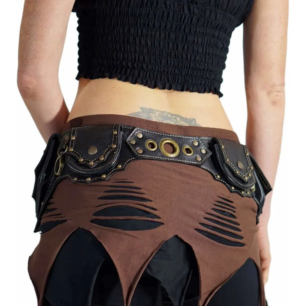 'Grande' Boho  Leather Utility Belt - Black