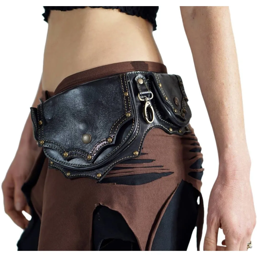 'Grande' Boho  Leather Utility Belt - Black