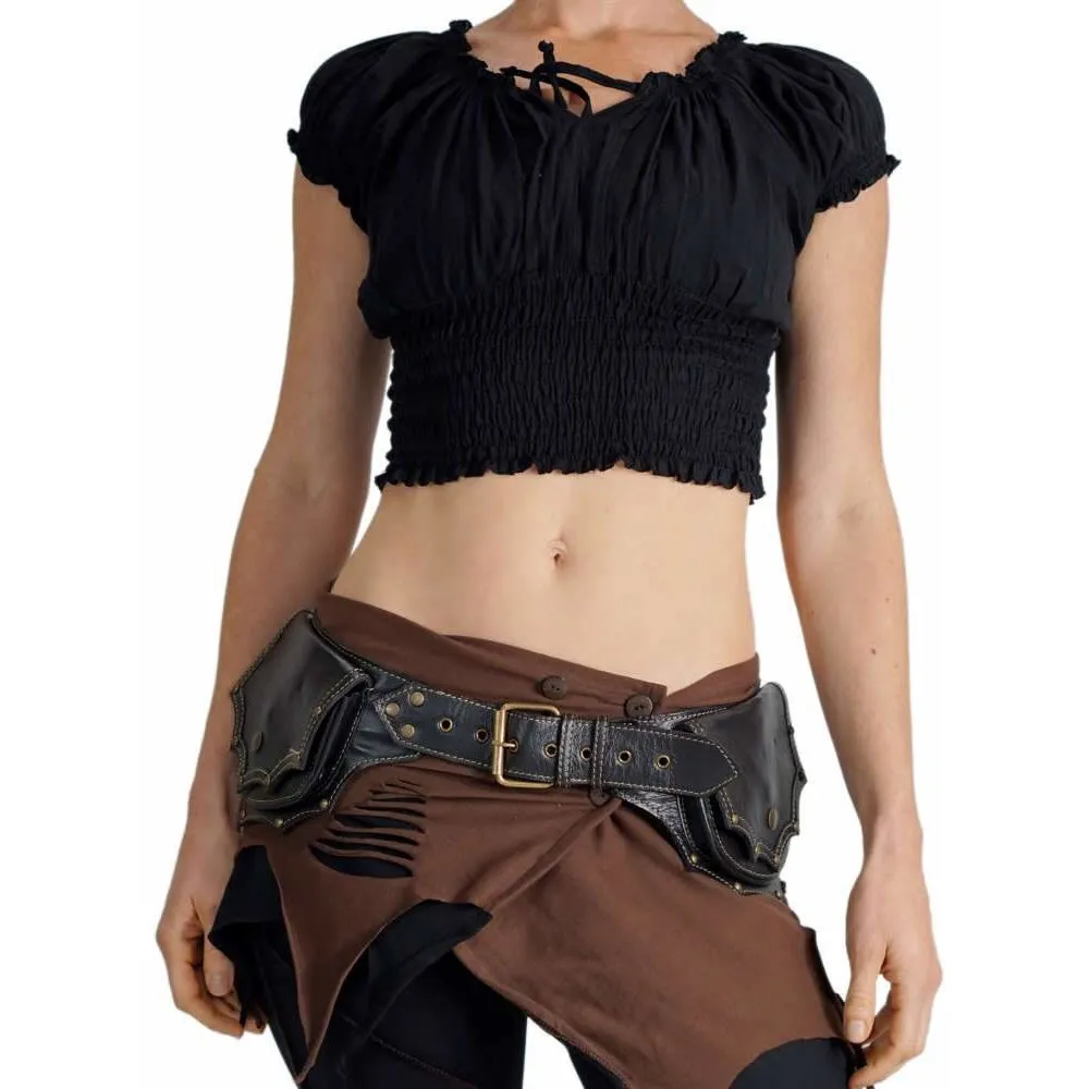 'Grande' Boho  Leather Utility Belt - Black