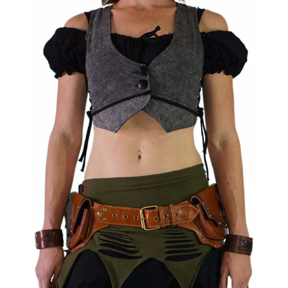 'Grande' Boho Leather Utility Belt -  Light Brown