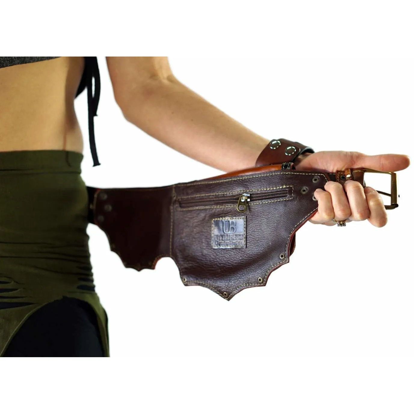 'Grande' Boho Leather Utility Belt -  Light Brown