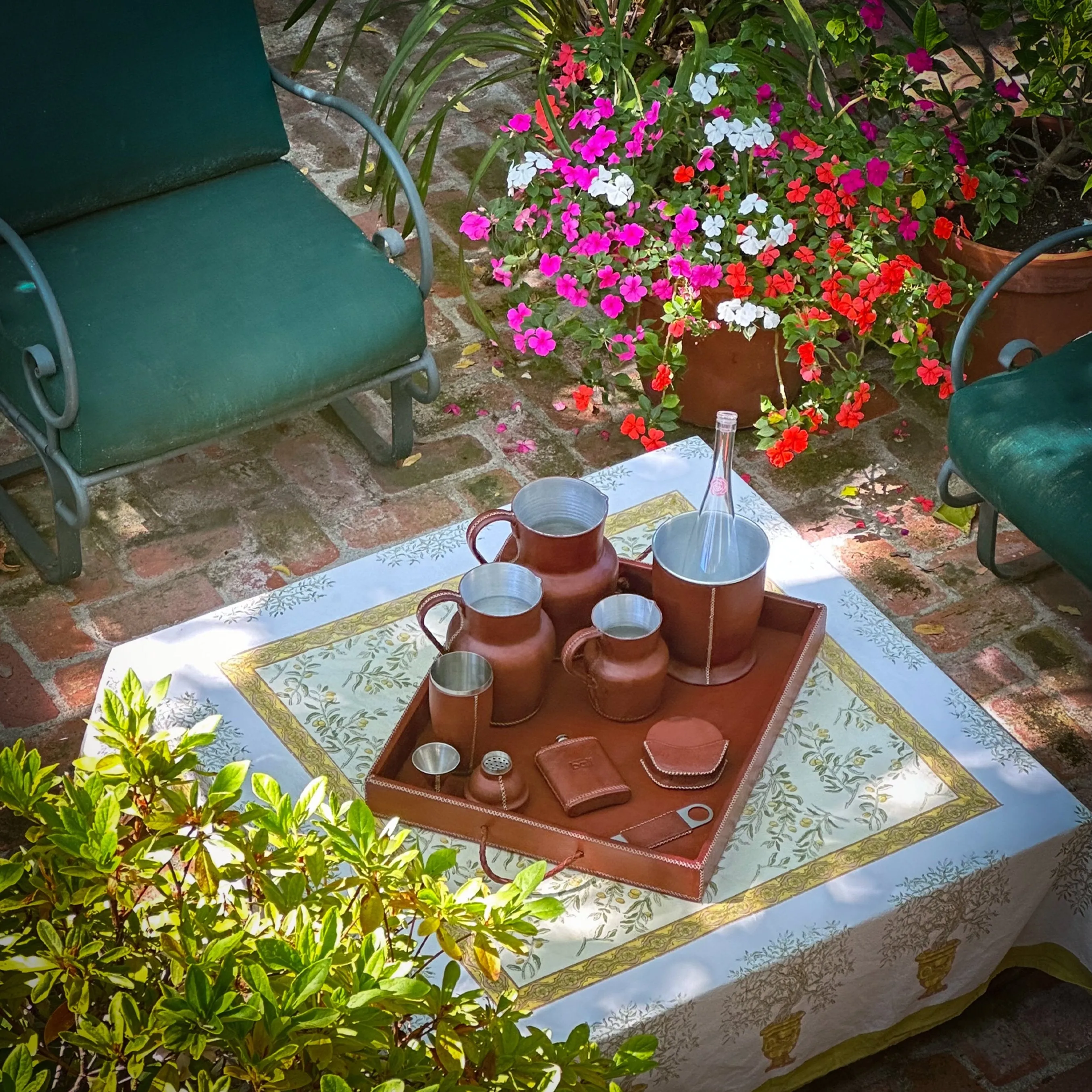 Grande | XL Rectangle Ottoman Tray with Embroidered Handles