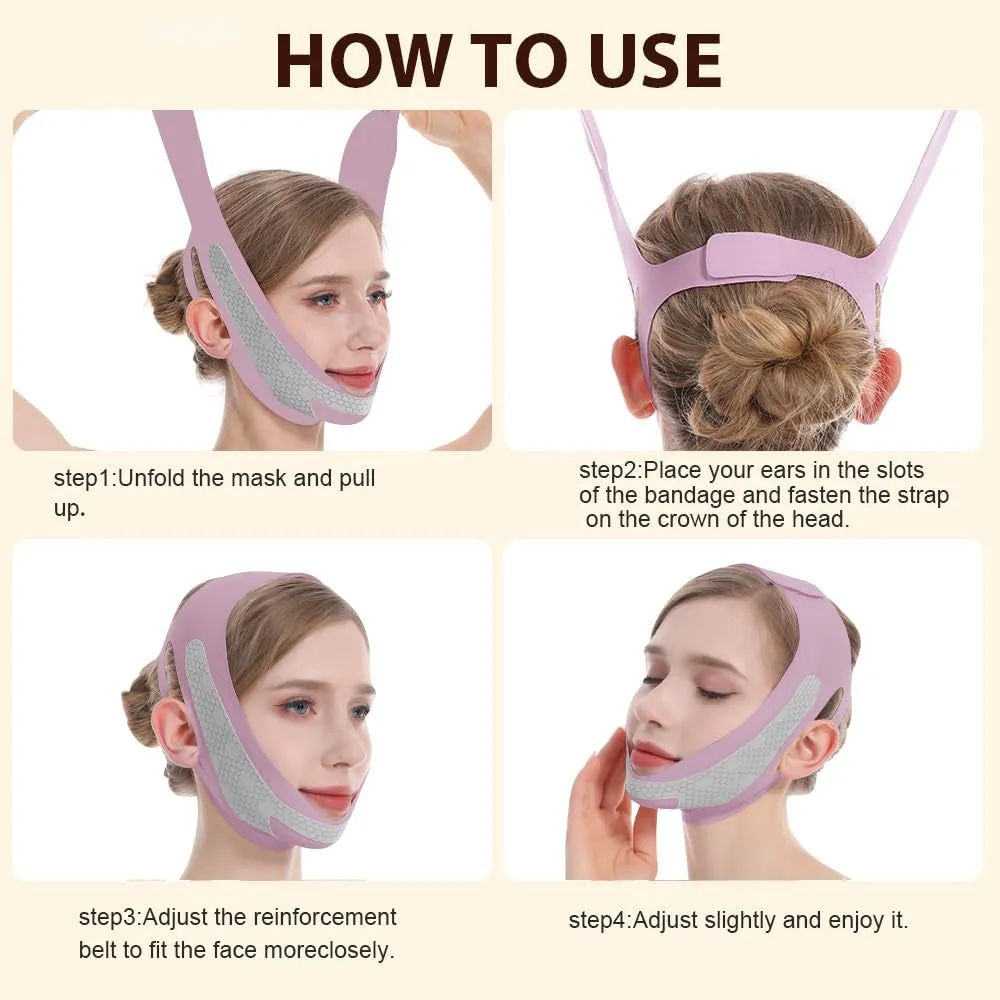 Graphene V-Line Mask, Chin Strap for Sleeping,Chin Strap for Women,Jaw Exerciser,Lilac,M