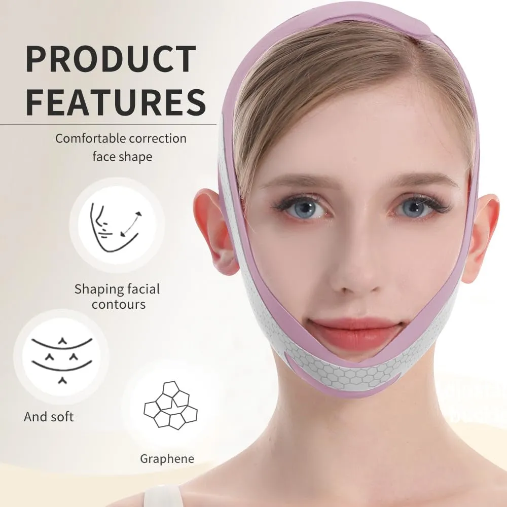 Graphene V-Line Mask, Chin Strap for Sleeping,Chin Strap for Women,Jaw Exerciser,Lilac,M
