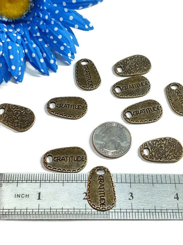 Gratitude Tag Pendant - 10 Pc Bronze