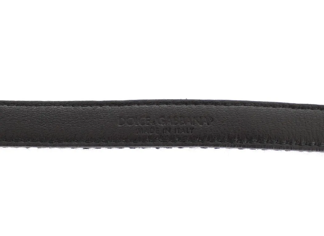 Gray Cotton Houndstooth Gold Buckle Logo Belt