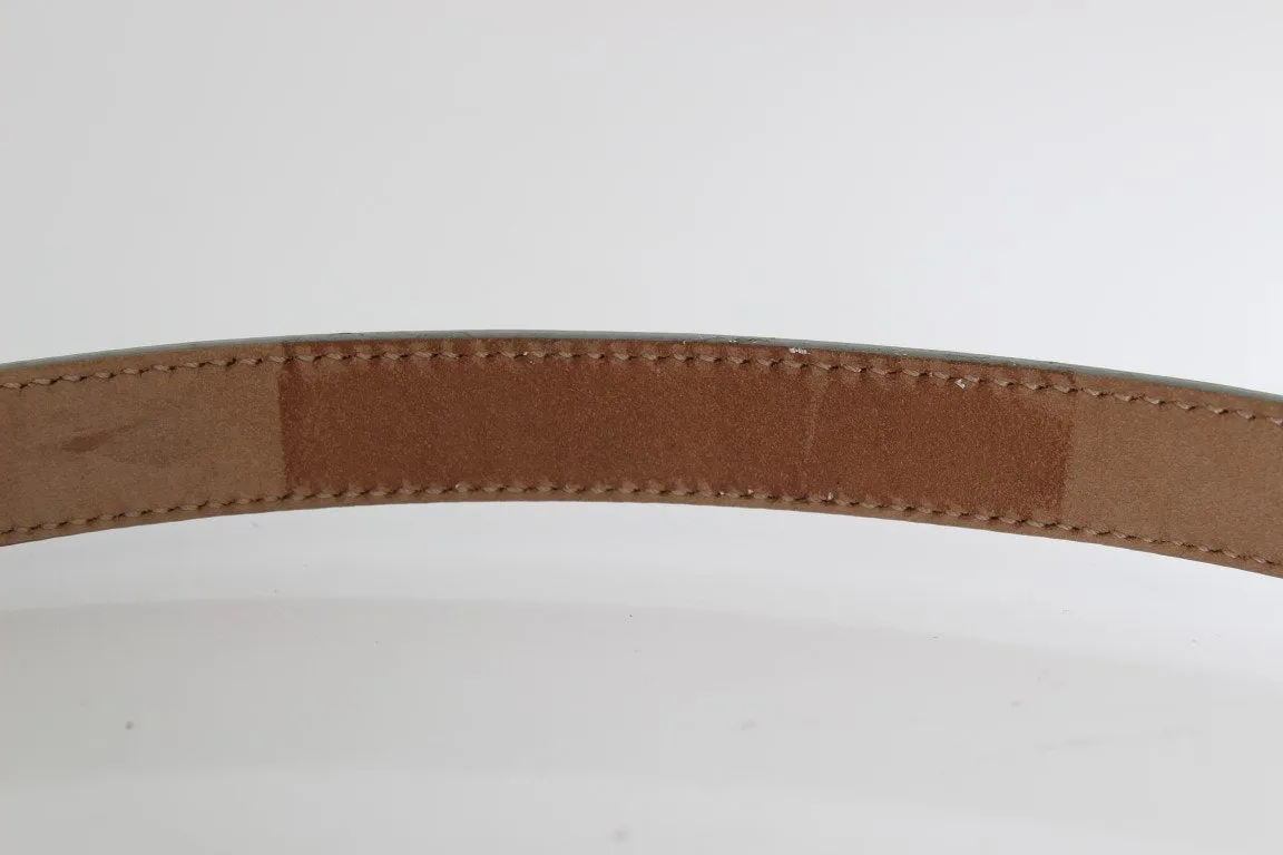 Gray Leather Crystal Belt
