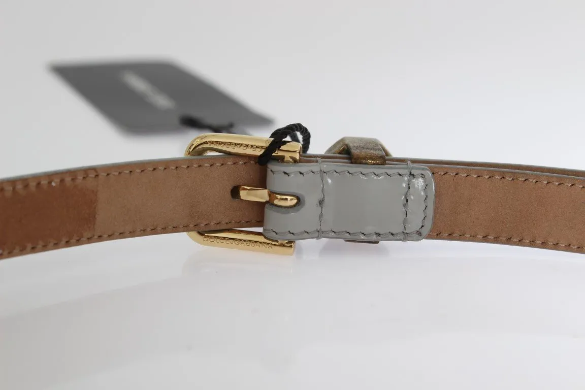 Gray Leather Crystal Belt