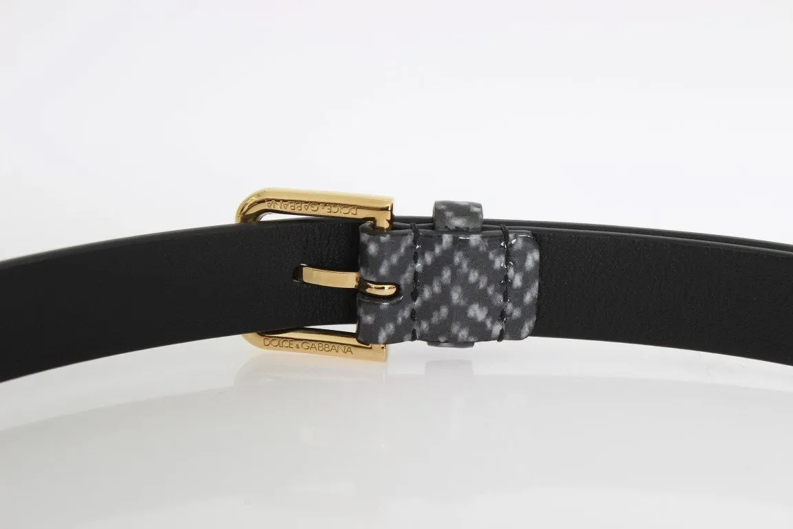 Gray Leather Gold Buckle Belt