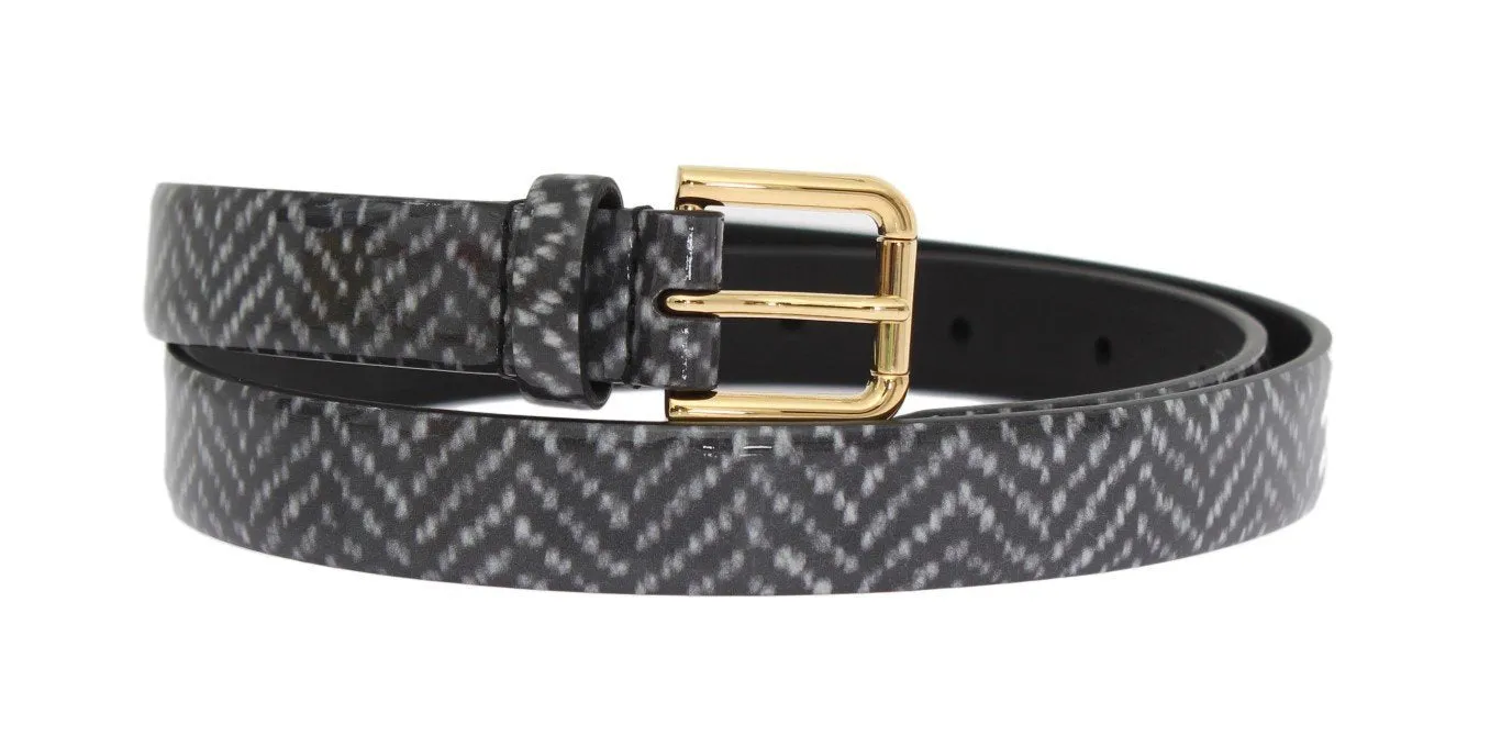 Gray Leather Gold Buckle Belt