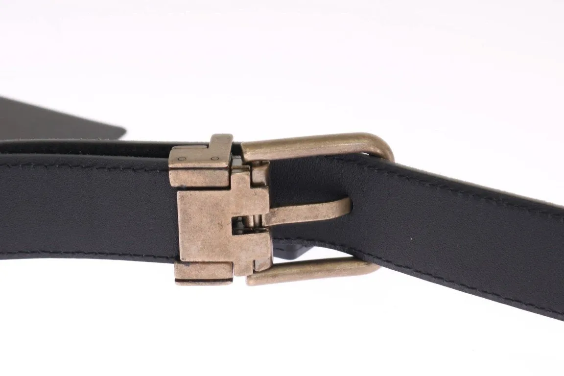 Gray Leather Gold Buckle Belt